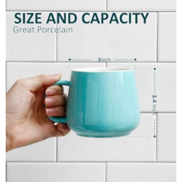 12oz Set of 4 Ceramic Coffee Mug Set- Turquoise - Picture 2 of 3